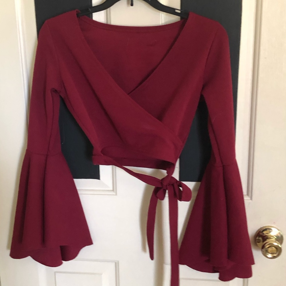 Maroon wrap around shirt